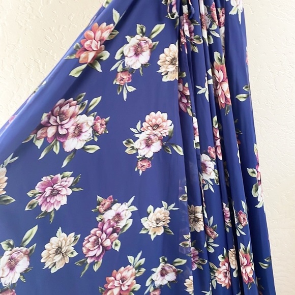 Lulus Blue Floral Maxi Wrap Dress - Picture 11 of 11